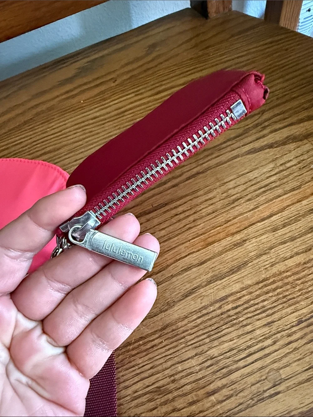 lululemon athletica Pink and Red Dual Coin Pouch Keychain Wristlet